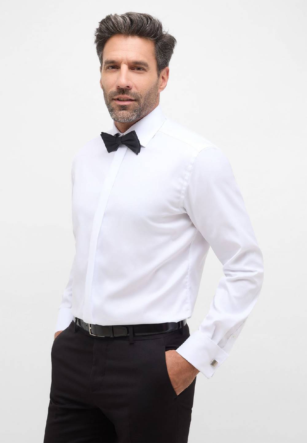 Eterna Camicia elegante eterna bianca modern fit polso doppio abbottonatura coperta