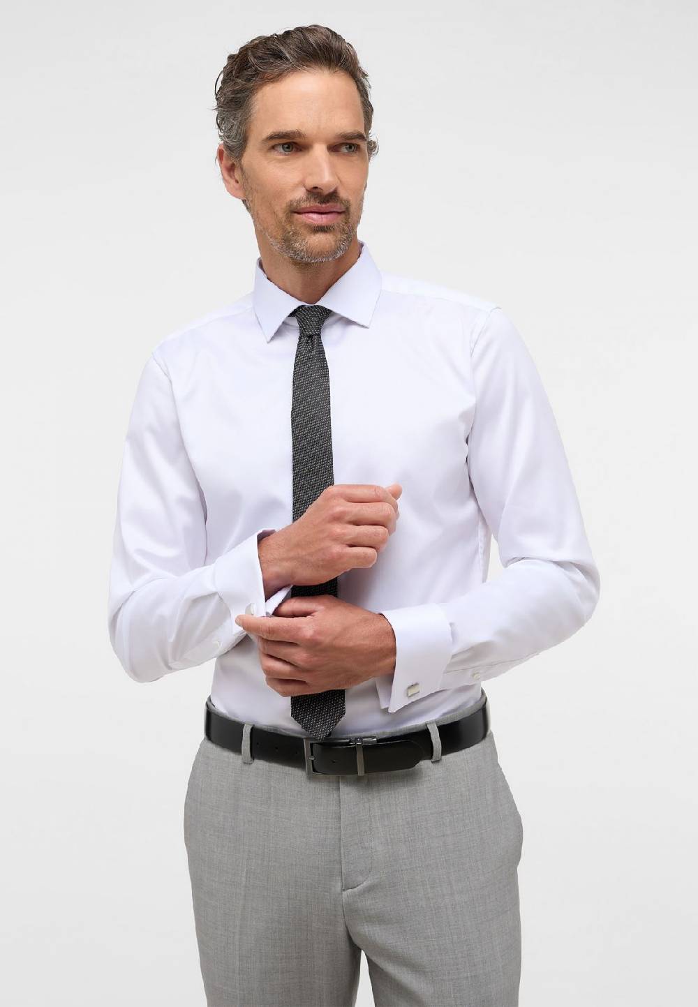 Eterna Camicia elegante eterna bianca slim fit con polso doppio