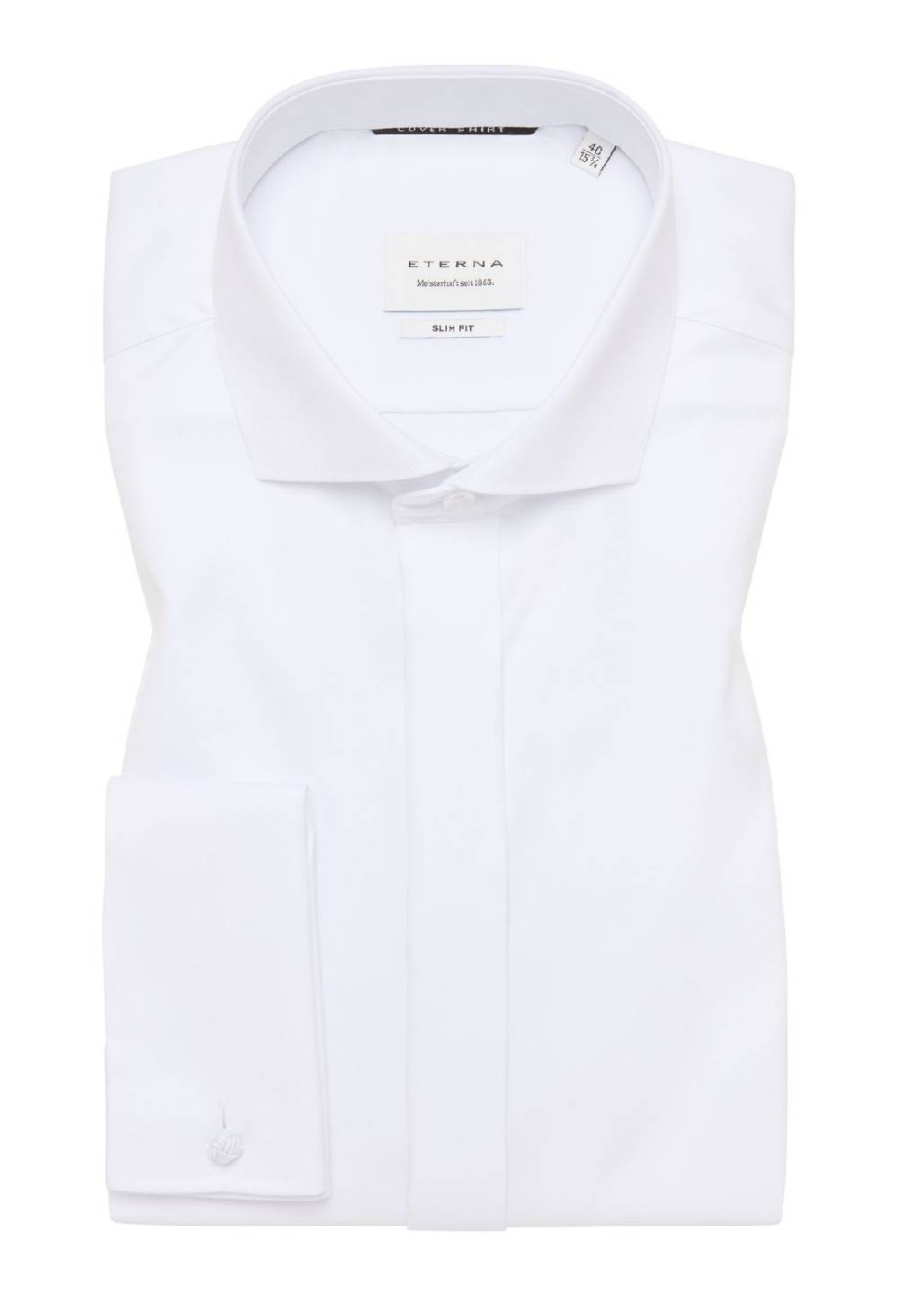 Eterna Camicia Elegante Eterna Bianca Slim Fit Polso Doppio Abbottonatura Coperta