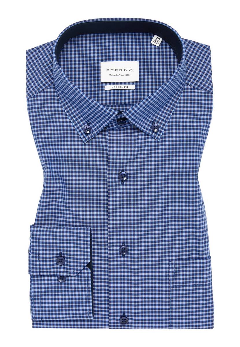 Eterna Camicia Eterna A Quadretti Azzurro Modern Fit