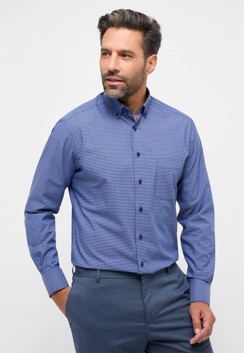 Eterna Camicia eterna a quadretti azzurro modern fit