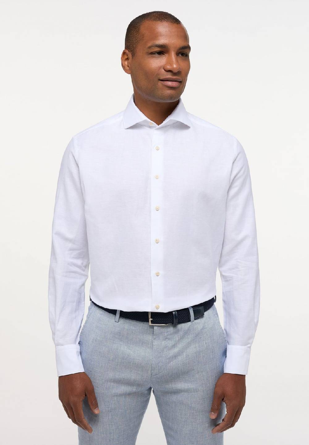 Eterna Camicia eterna in cotone e lino bianca modern fit