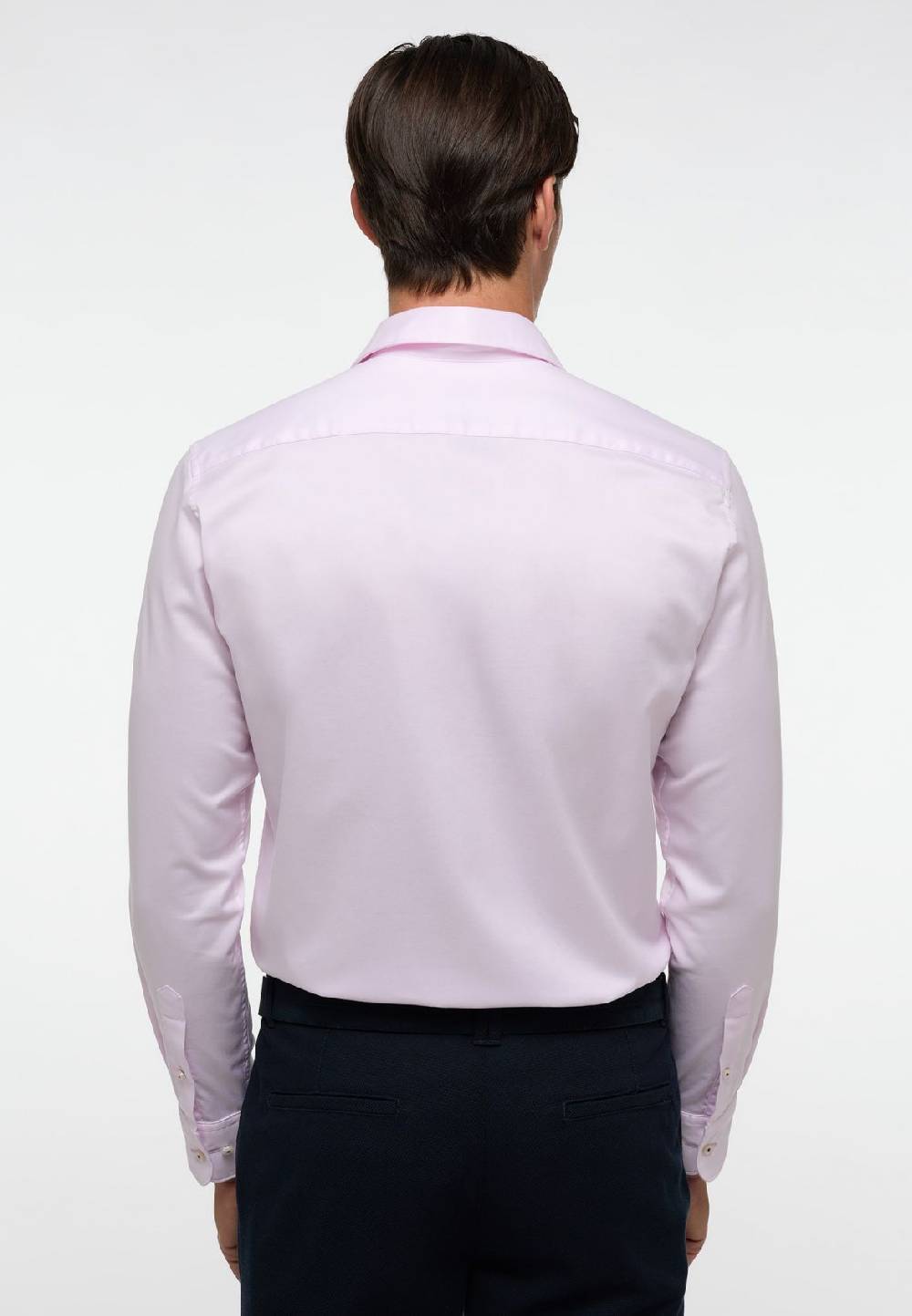 Eterna Camicia Eterna Slim Fit Rosa Chiaro In Cotone Twill Ritorto
