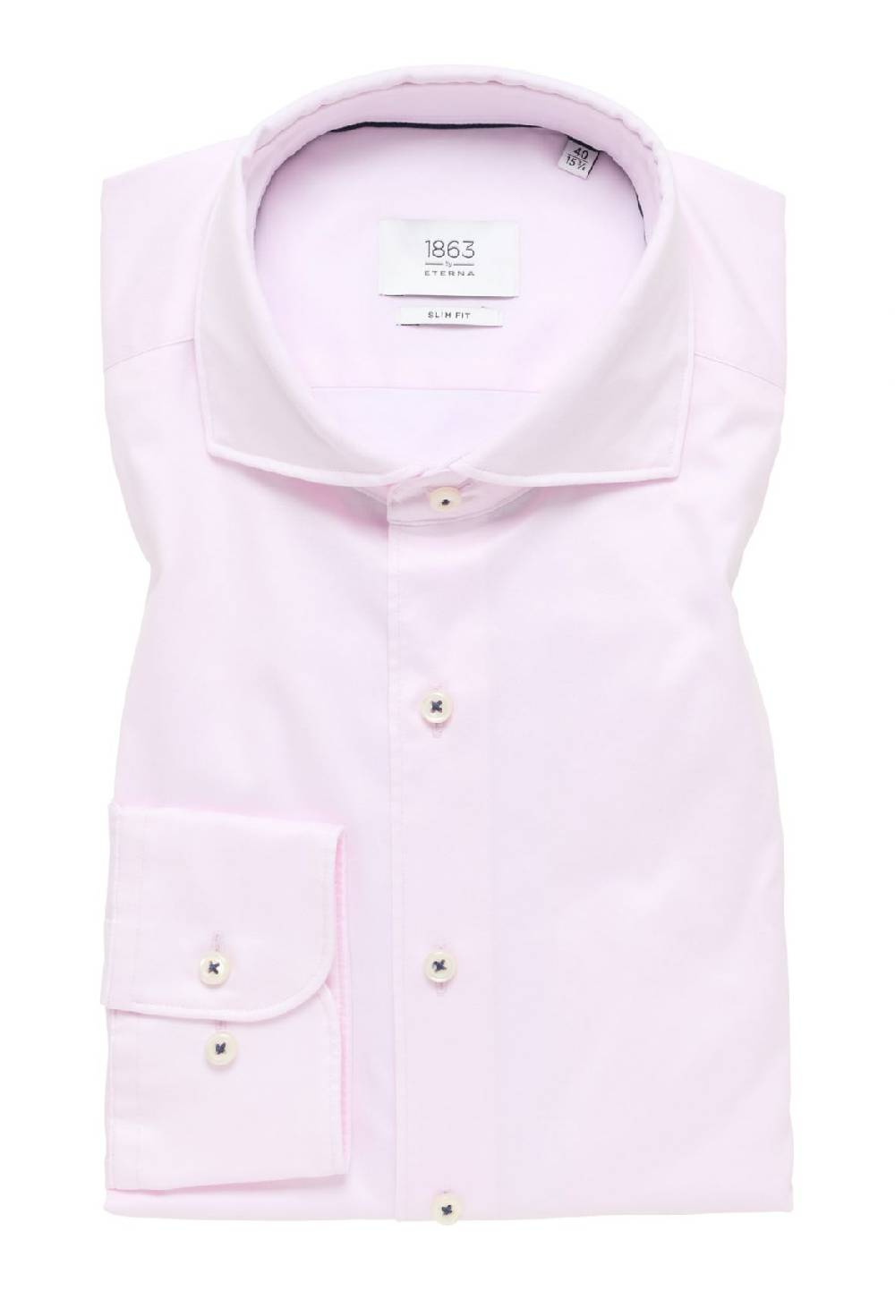 Eterna Camicia eterna slim fit rosa chiaro in cotone twill ritorto