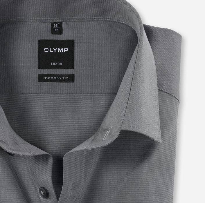 Olymp Camicia Grigio Medio Olymp Cotone Facile Stiro Modern Fit