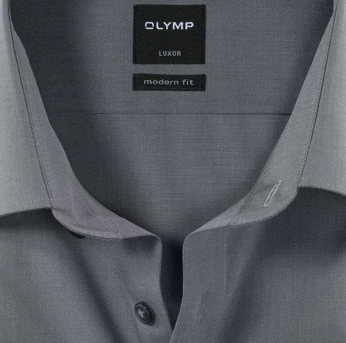 Olymp Camicia Grigio Medio Olymp Cotone Facile Stiro Modern Fit