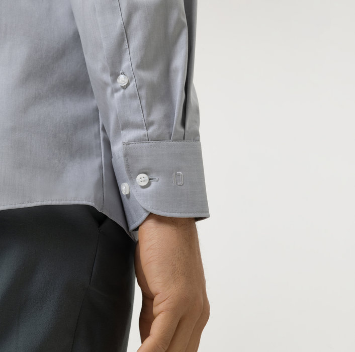 Olymp Camicia Grigio Medio Slim Fit Olymp Cotone Stretch