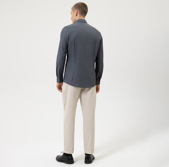 Olymp Camicia Grigio Scuro Slim Fit Olymp Cotone Stretch