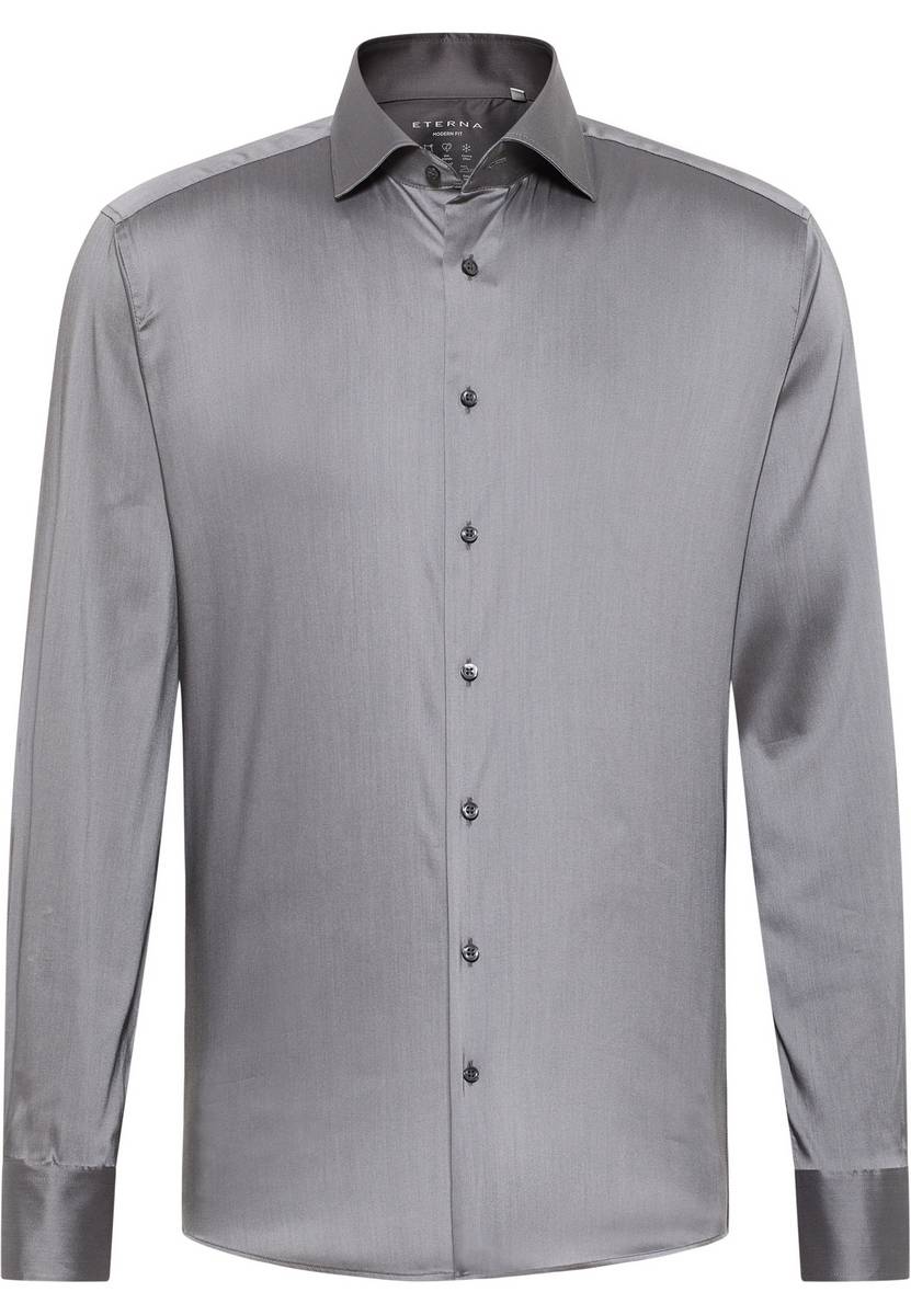 Eterna Camicia Grigio Silver Eterna Modern Fit Tessuto Performante
