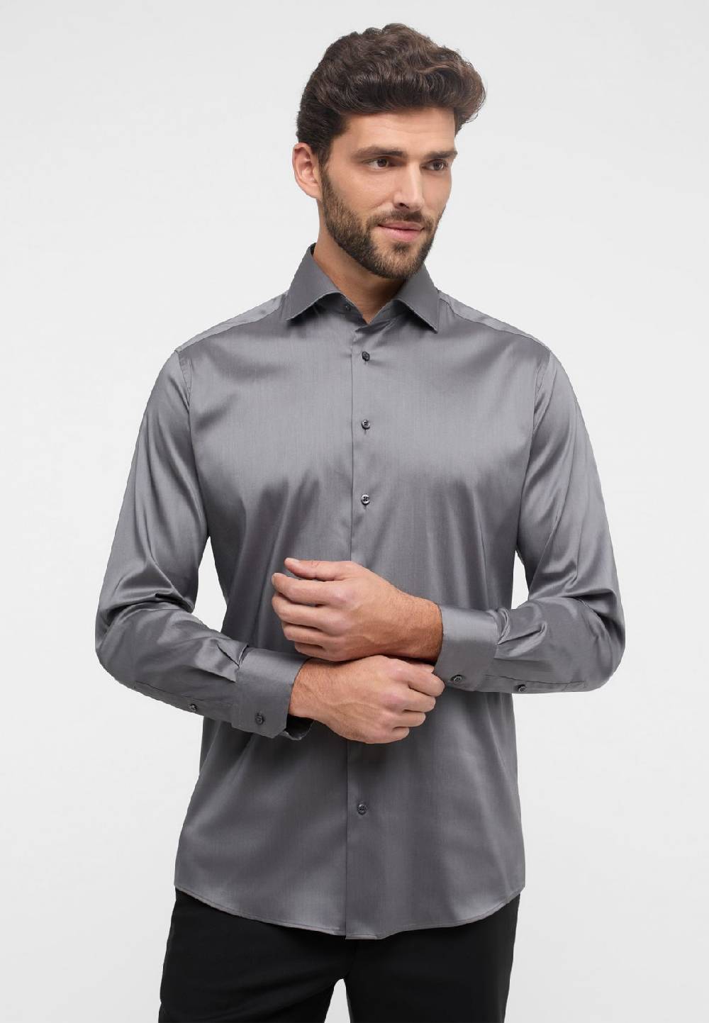 Eterna Camicia grigio silver eterna modern fit tessuto performante