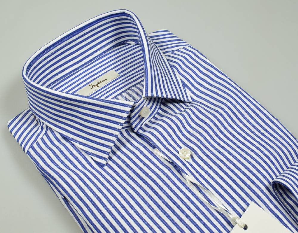 Ingram Camicia in cotone ingram a righe azzurro slim fit
