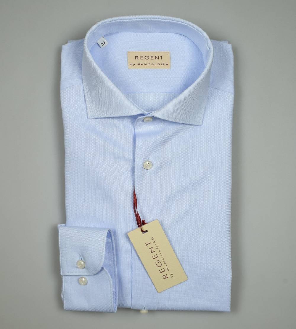 Regent By Pancaldi Camicia In Cotone Oxford Pancadi Celeste Chiaro Slim Fit