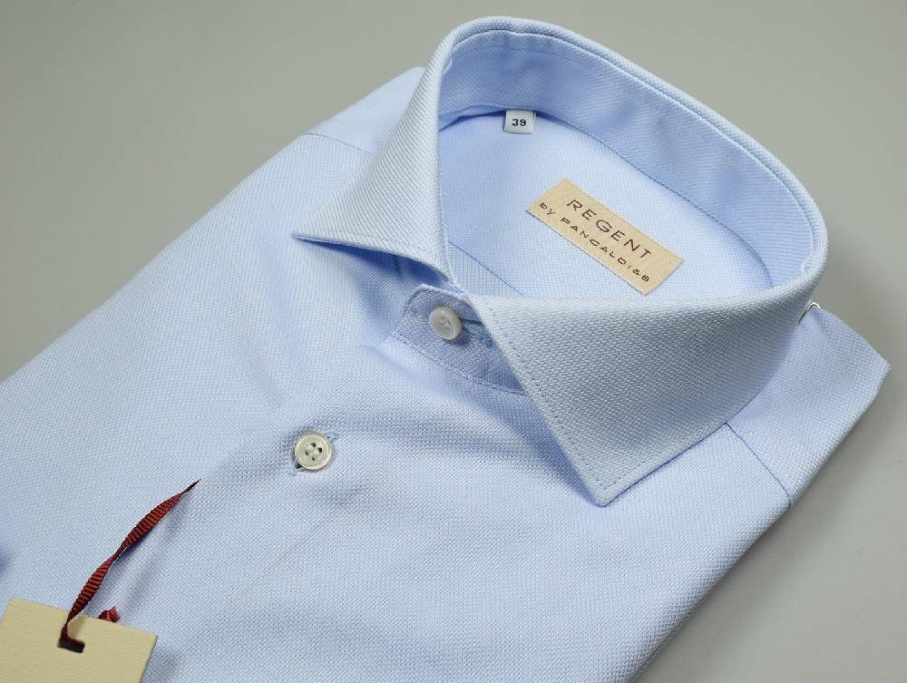 Regent By Pancaldi Camicia In Cotone Oxford Pancadi Celeste Chiaro Slim Fit
