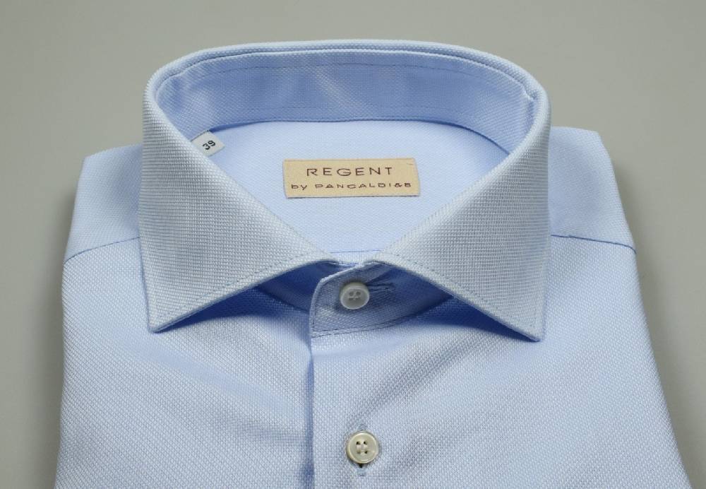 Regent By Pancaldi Camicia In Cotone Oxford Pancadi Celeste Chiaro Slim Fit