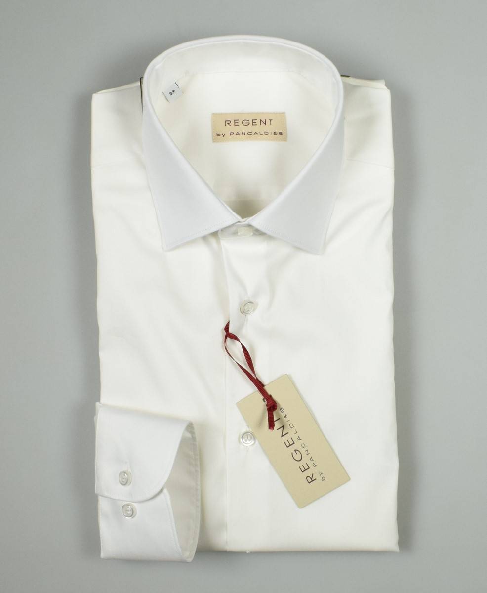 Regent By Pancaldi Camicia In Cotone Stretch Bianca Pancaldi Regular Fit