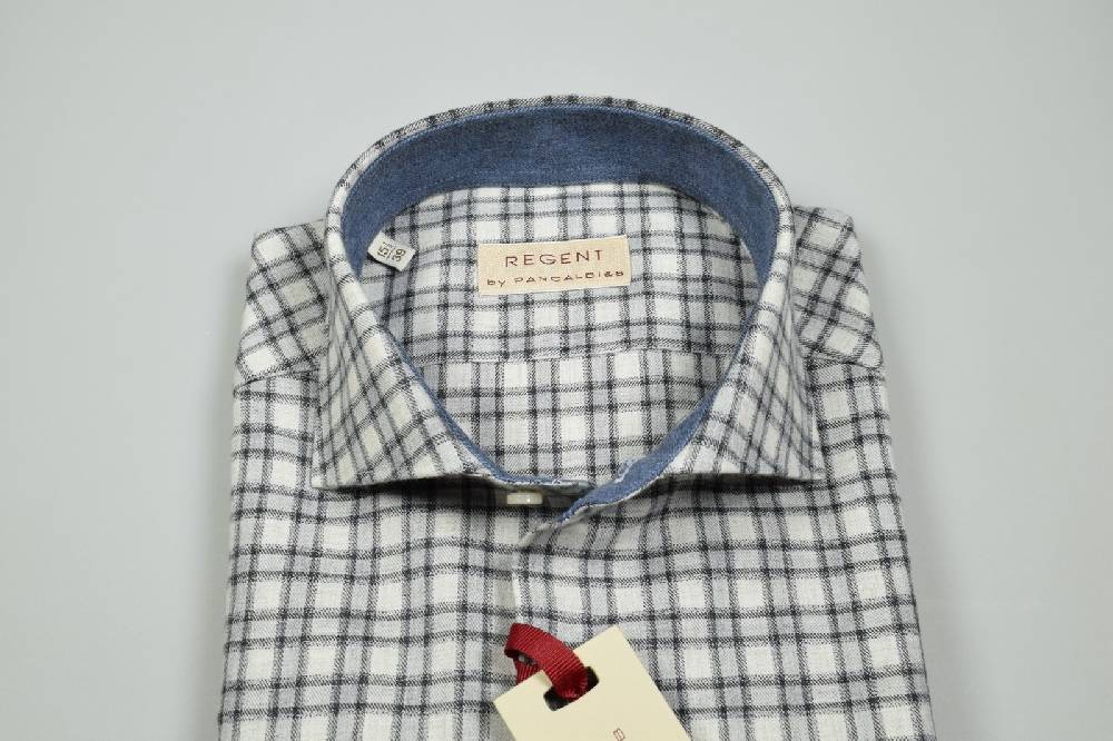 Regent By Pancaldi Camicia In Flanella Slim Fit Pancaldi Grigio A Quadri
