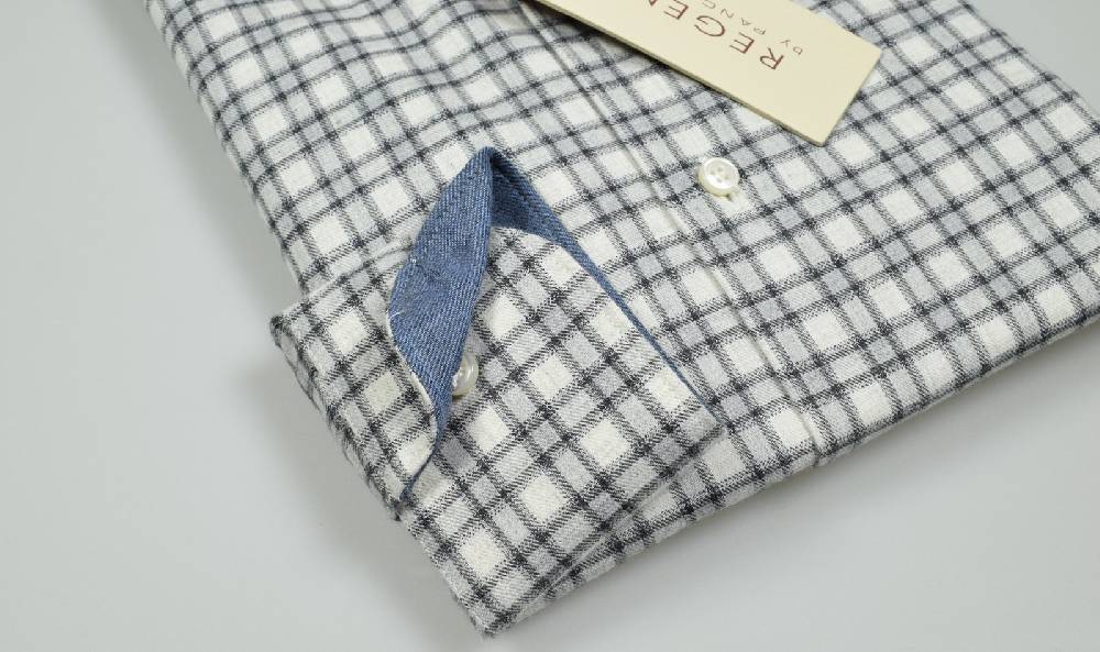 Regent By Pancaldi Camicia In Flanella Slim Fit Pancaldi Grigio A Quadri