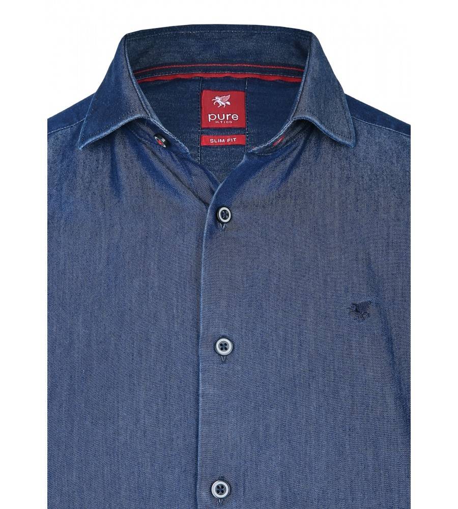 PureShirt Camicia In Jeans Slim Fit Pure Collo Alla Francese