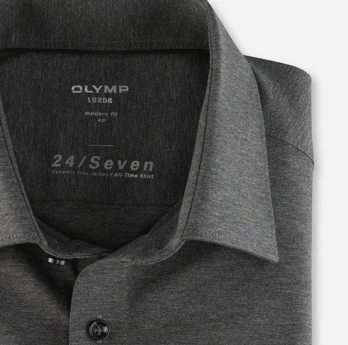 Olymp Camicia In Jersey Grigio Scuro Olymp Modern Fit
