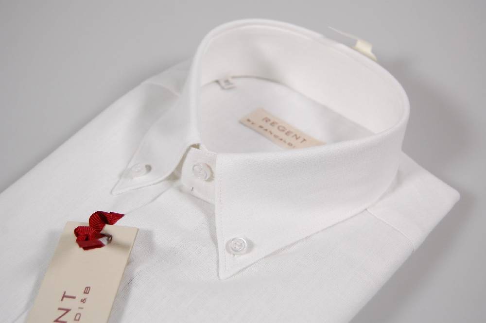 Regent By Pancaldi Camicia In Lino E Cotone Button Down Con Taschino