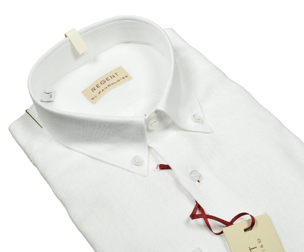 Regent by Pancaldi Camicia in puro lino bianca pancaldi regular fit