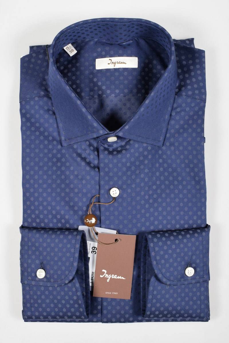 Ingram Camicia Ingram A Pois Modern Fit In Due Colori