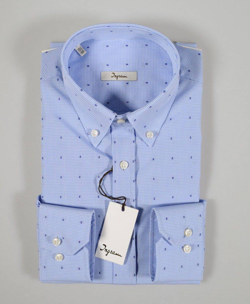 Ingram Camicia Ingram A Quadretti Button Down Micro Disegno Fil Coupè