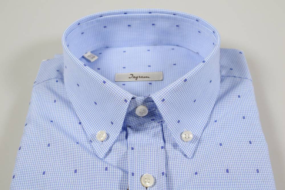 Ingram Camicia Ingram A Quadretti Button Down Micro Disegno Fil Coupè