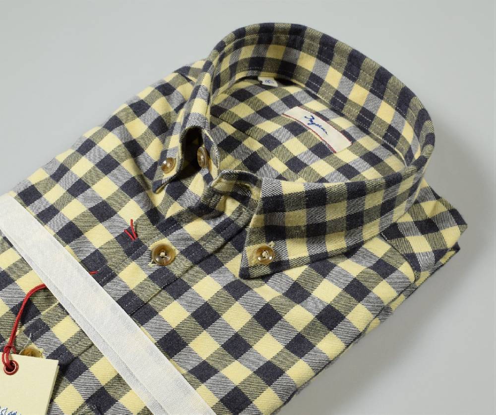 Ingram Camicia Ingram A Quadri Blu E Giallo In Flanella Button Down Modern Fit