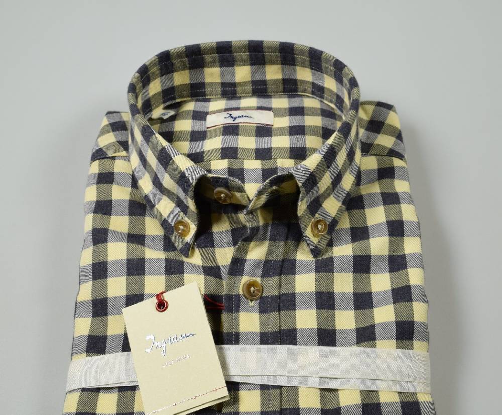 Ingram Camicia Ingram A Quadri Blu E Giallo In Flanella Button Down Modern Fit