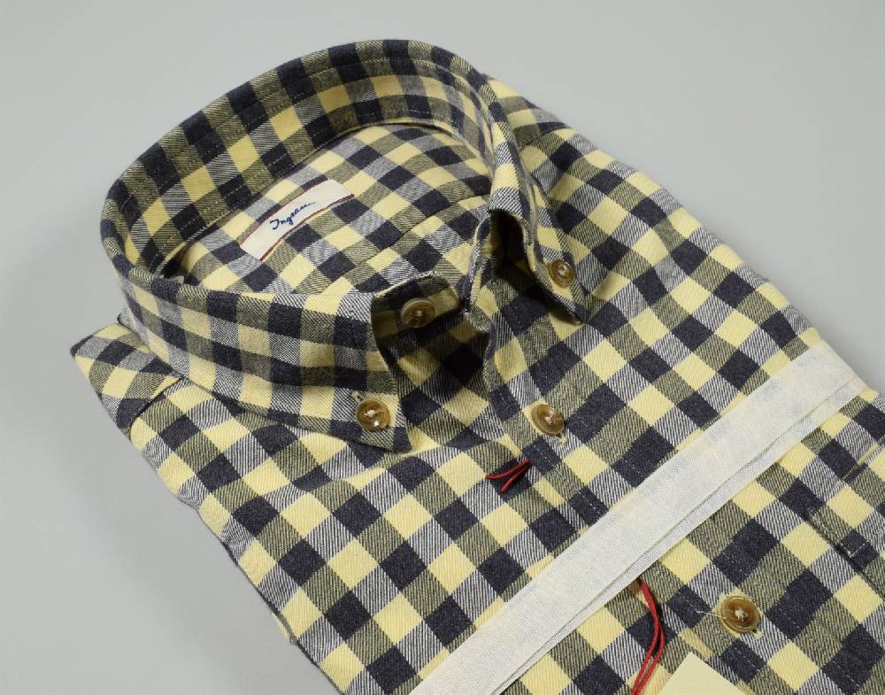 Ingram Camicia ingram a quadri blu e giallo in flanella button down modern fit