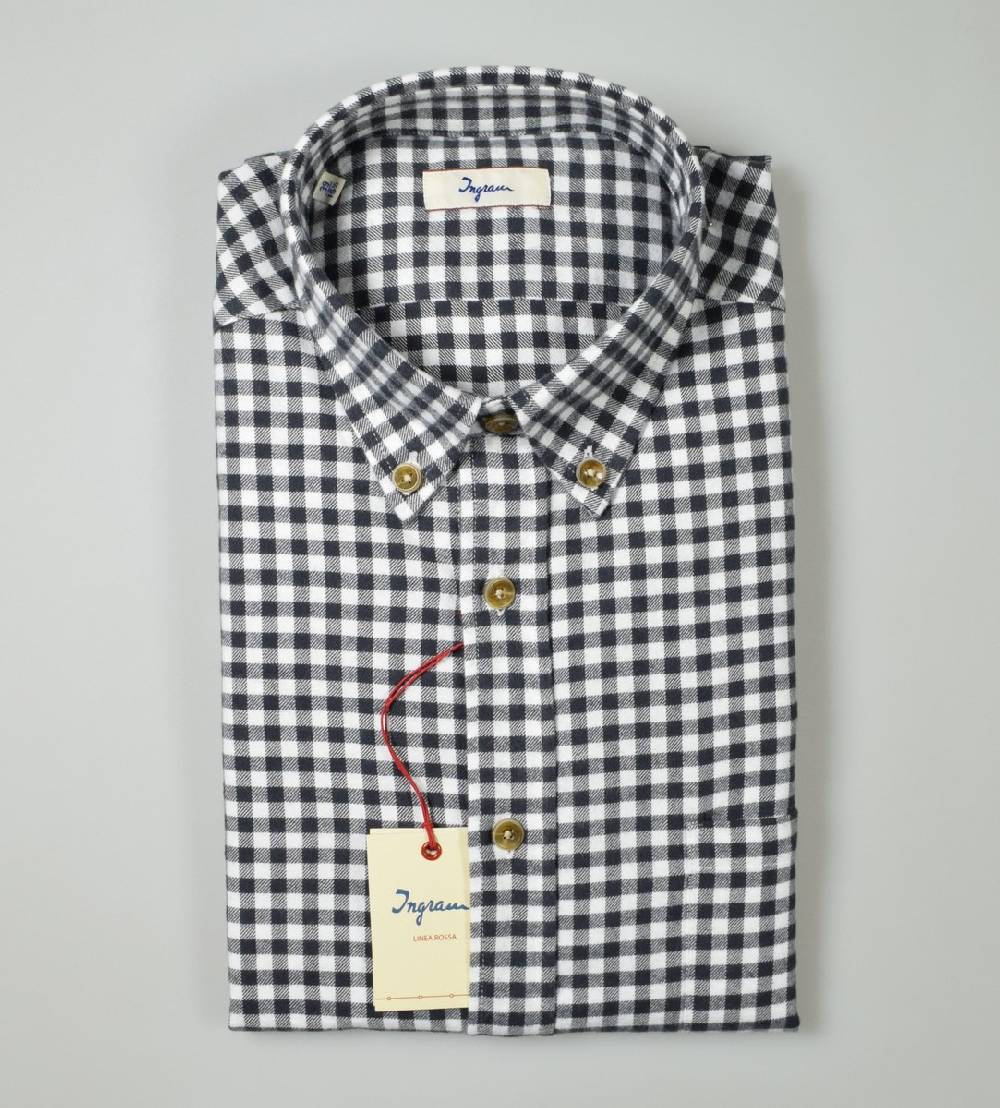 Ingram Camicia Ingram A Quadri Grigio In Flanella Button Down Modern Fit