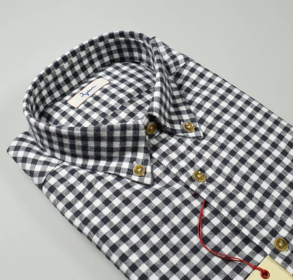 Ingram Camicia ingram a quadri grigio in flanella button down modern fit