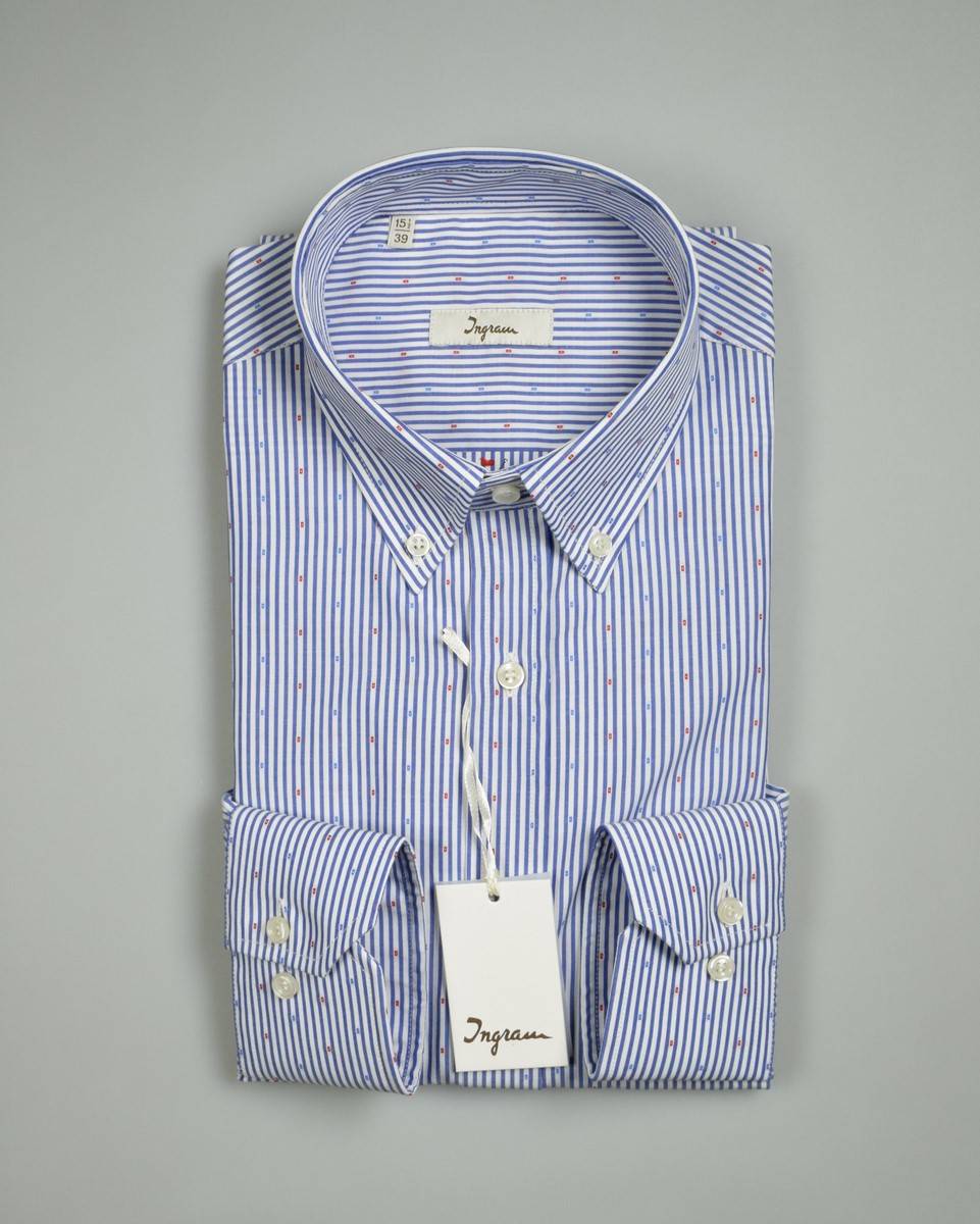 Ingram Camicia Ingram A Righe Blu Collo Button Down Regular Fit