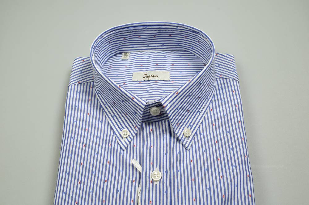 Ingram Camicia Ingram A Righe Blu Collo Button Down Regular Fit