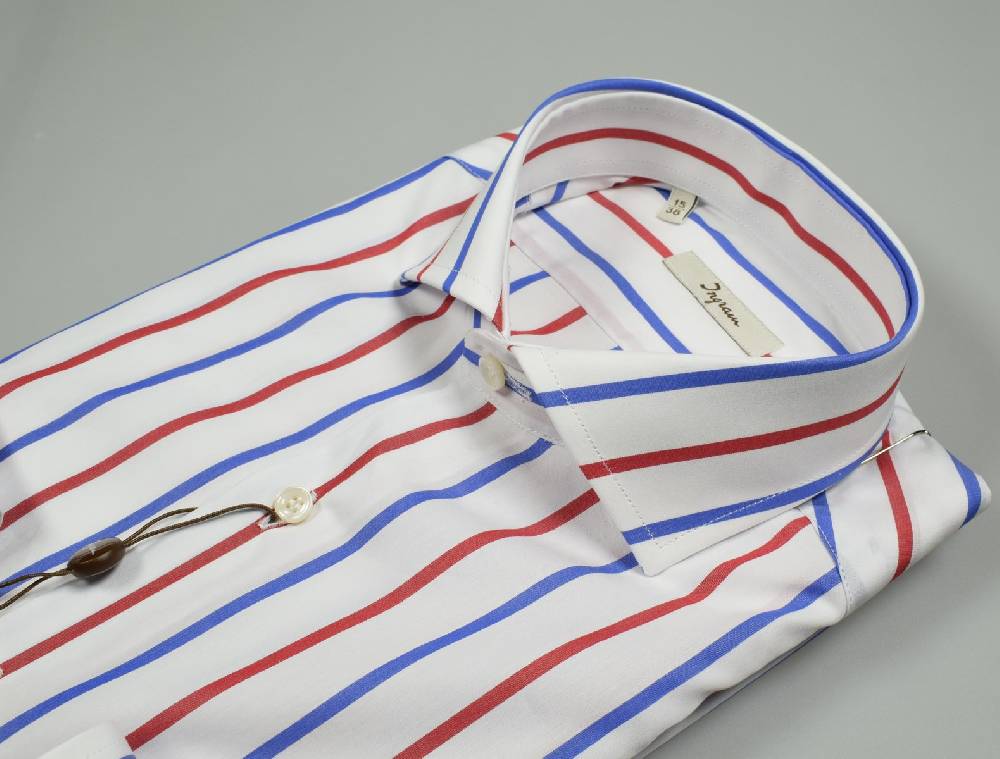 Ingram Camicia Ingram A Righe Blu E Rosso Slim Fit Collo Alla Francese
