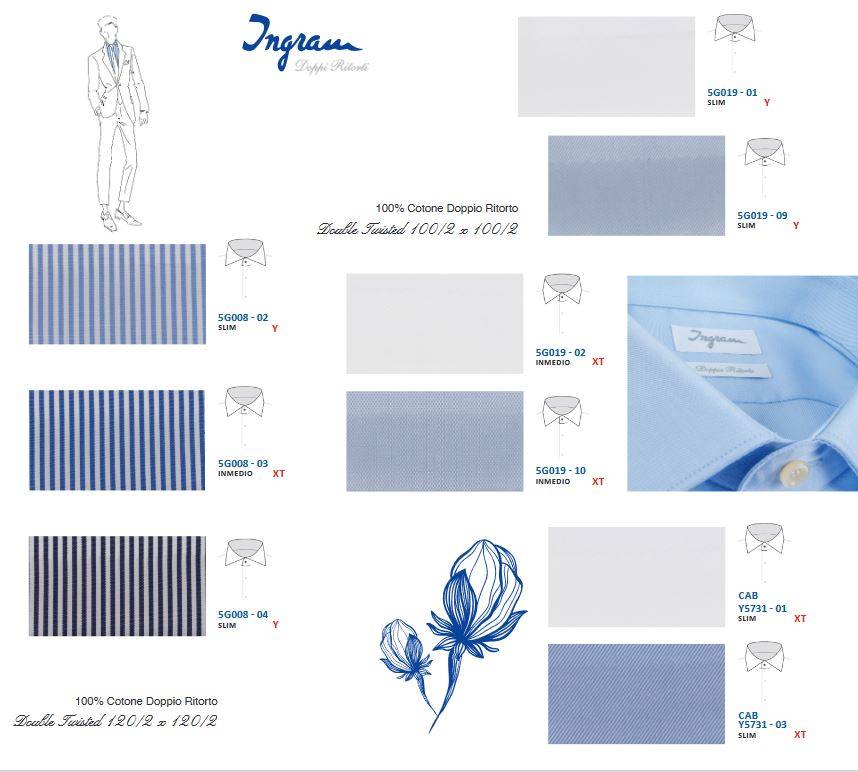 Ingram Camicia Ingram A Righe Celeste Slim Fit In Cotone Doppio Ritorto