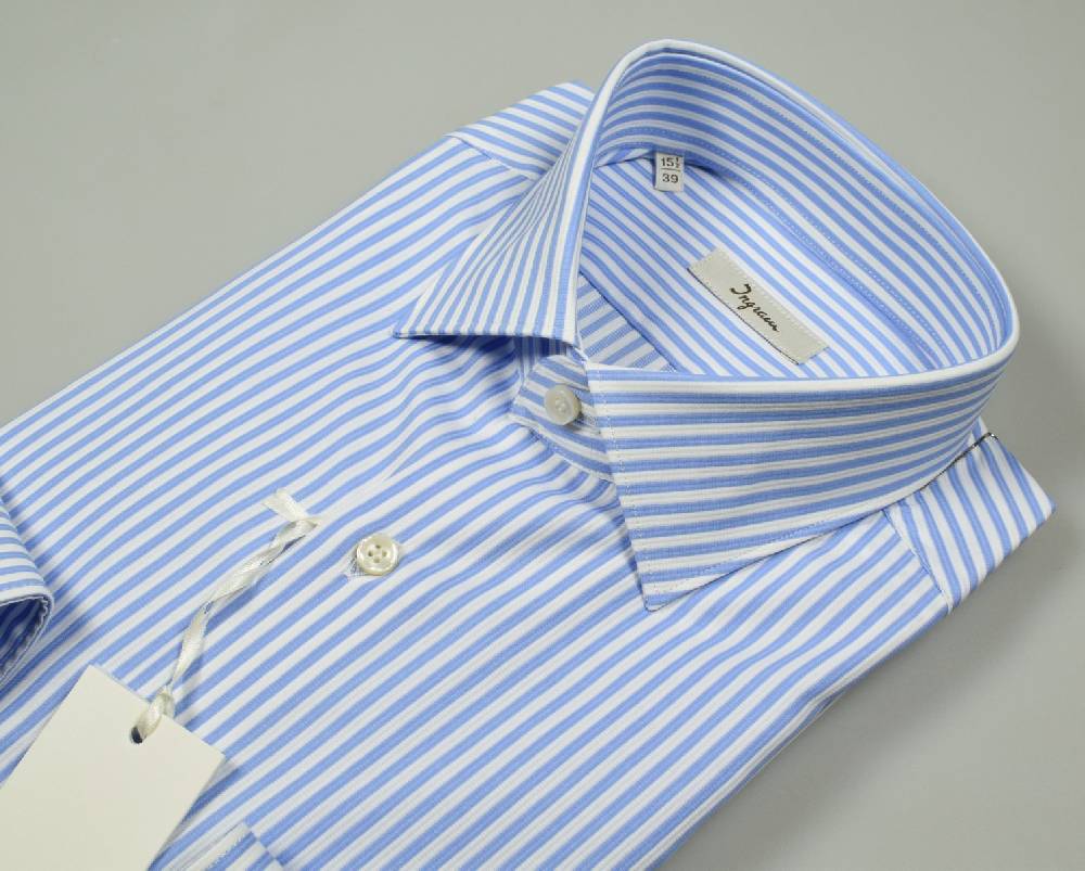 Ingram Camicia Ingram A Righe Celeste Slim Fit Puro Cotone