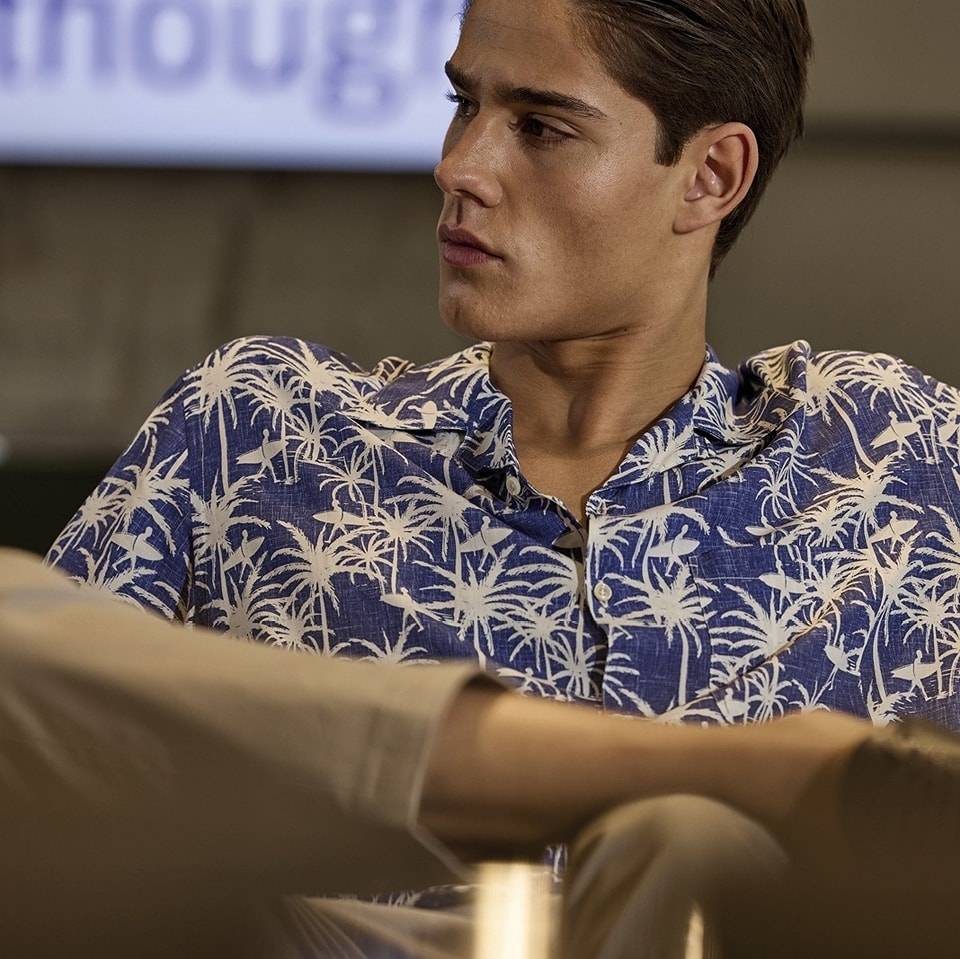 Camicia Ingram Azzurra Collo Bowling Fantasia Floreale