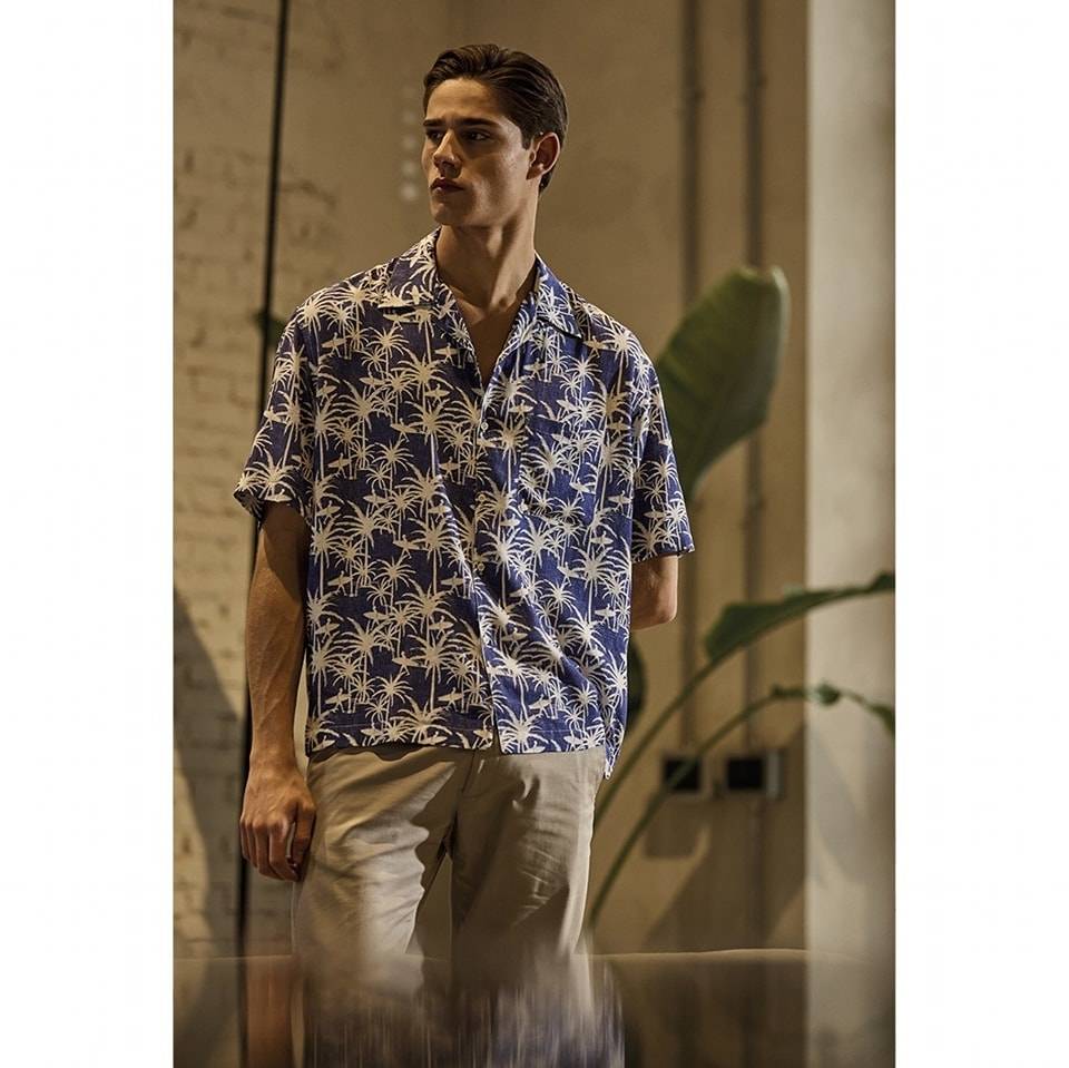 Camicia Ingram Azzurra Collo Bowling Fantasia Floreale