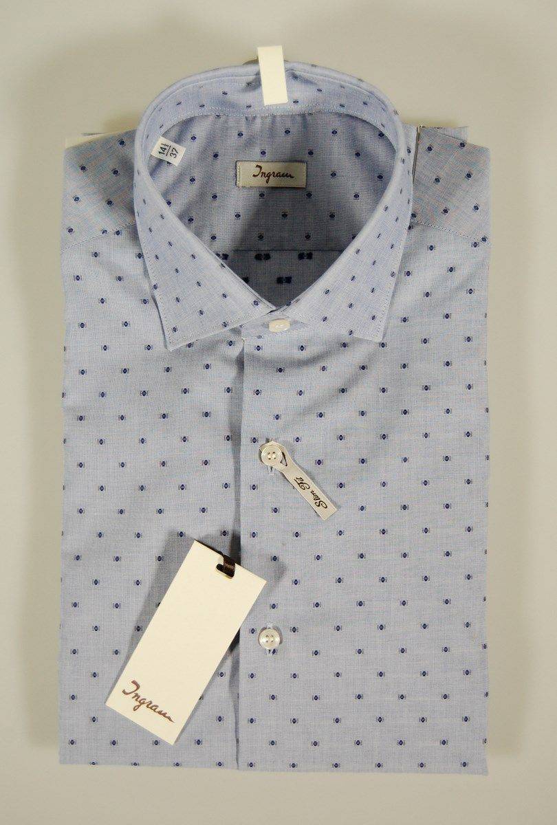 Ingram Camicia Ingram Azzurra Disegno Cravatta Blu Slim Fit