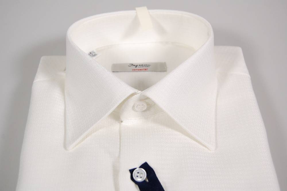 Ingram Camicia Ingram Bianca No Stiro Cotone Operato Vestibilità Regolare