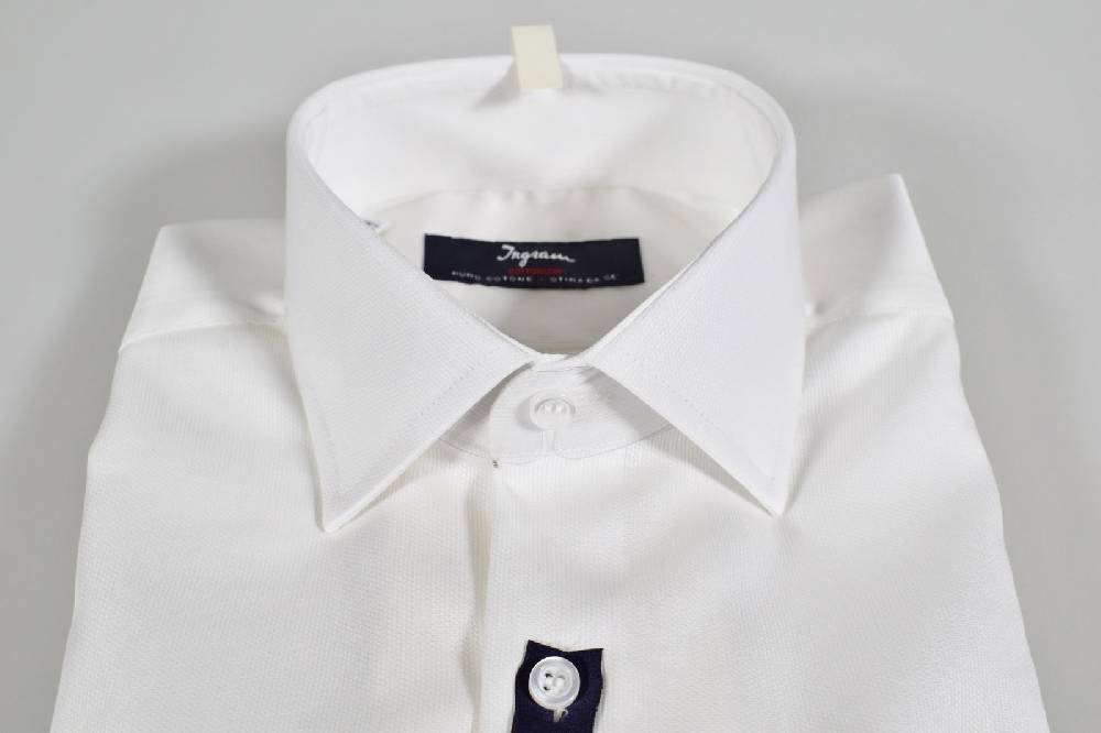 Ingram Camicia Ingram Bianca Slim Fit Cotone No Stiro Lavorato