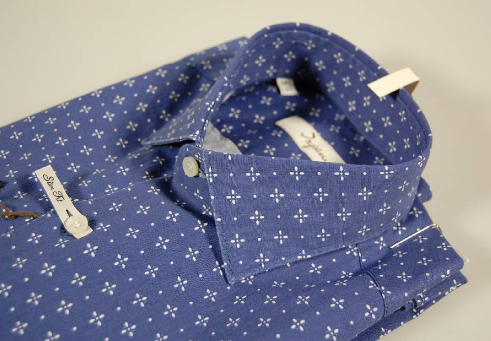 Ingram Camicia Ingram Blu A Fantasia Slim Fit Cotone Stretch