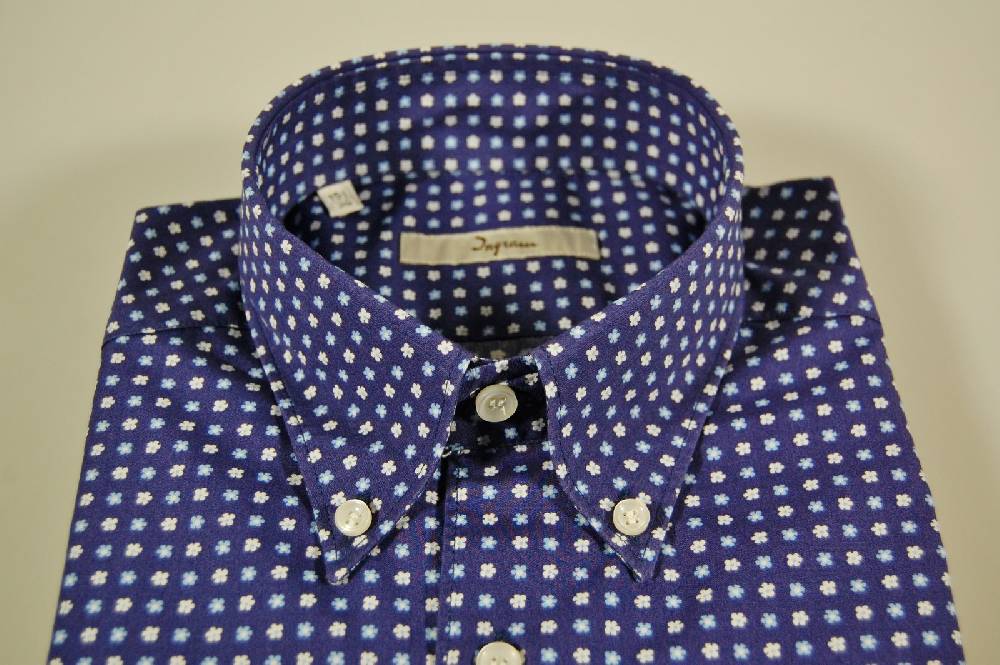 Ingram Camicia Ingram Blu Stampa A Fiori Collo Button Down