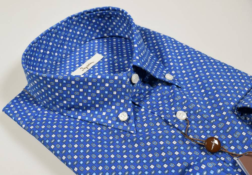 Ingram Camicia ingram button down azzurro scuro stampato regular fit