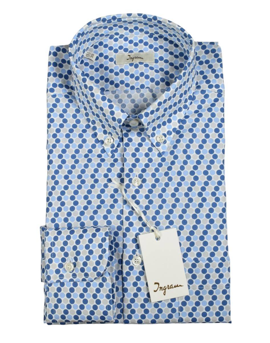 Ingram Camicia Ingram Button Down Fantasia Geometrica Cotone Stretch