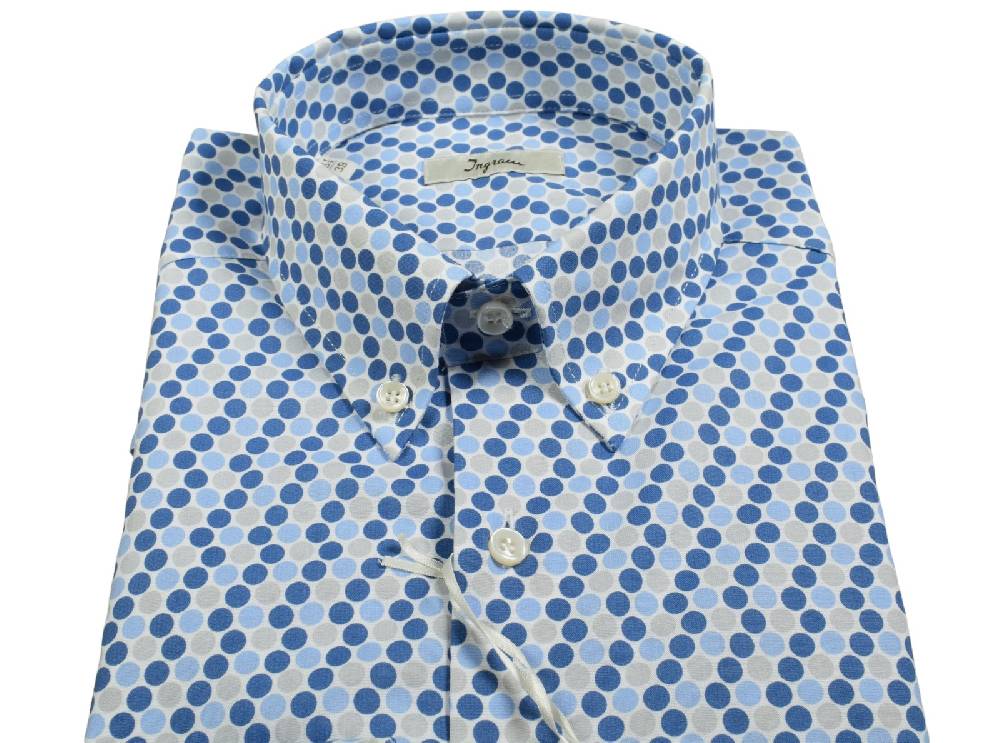 Ingram Camicia Ingram Button Down Fantasia Geometrica Cotone Stretch