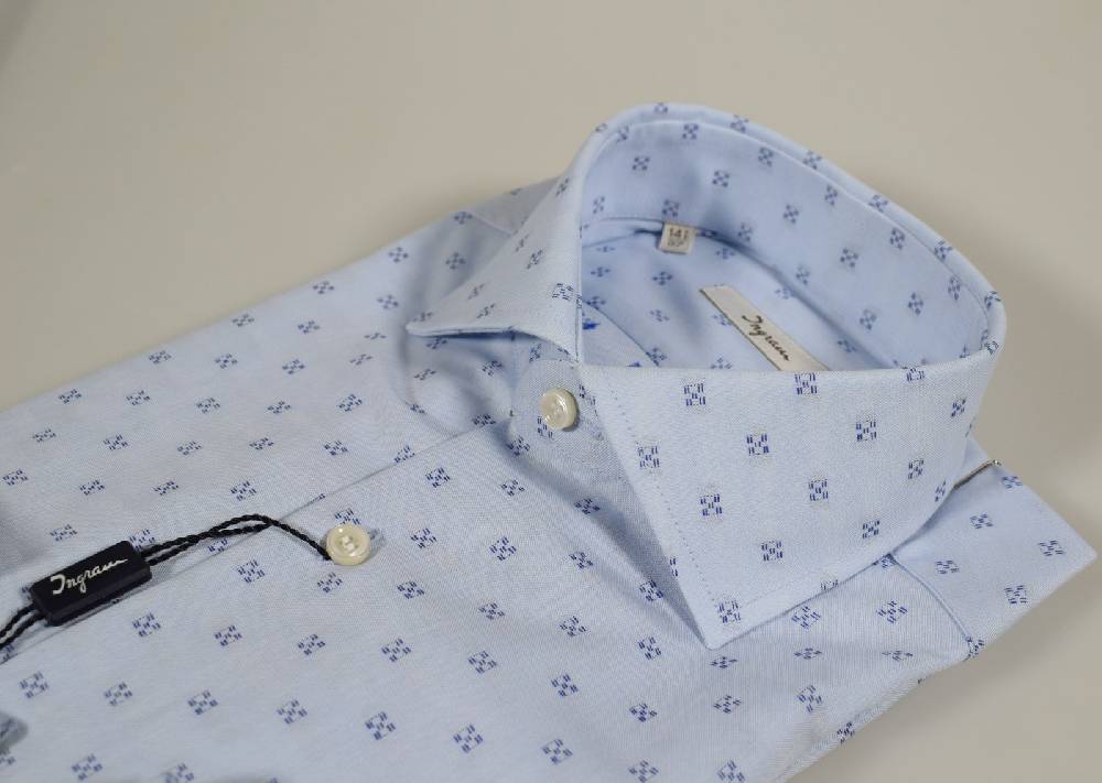 Ingram Camicia Ingram Celeste Slim Fit Collo Francese In Puro Cotone