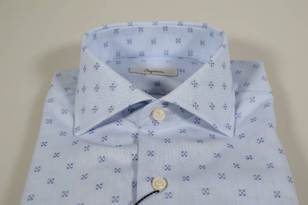Ingram Camicia Ingram Celeste Slim Fit Collo Francese In Puro Cotone